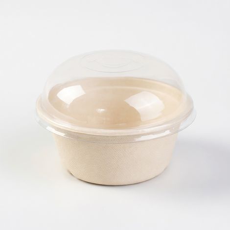 Bol jetable 450 ml grande ouverture avec couvercle en dôme transparent