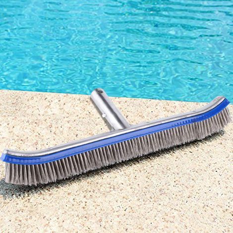 Brosse piscine 18 pouces – poils acier – nettoyage ressort – bassin spa – 44x16 cm