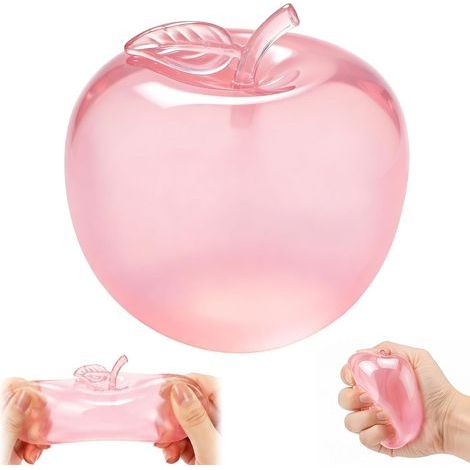 Quetschbarer Apfel, rosa Apfel-Stressabbau-Spielzeug, Quetschbares Apfel-Spielzeug, transparentes Quetschspielzeug, Gel-Quetschspielzeug, Stressabbau-Spielzeug bei Angst und Stress (1/5)