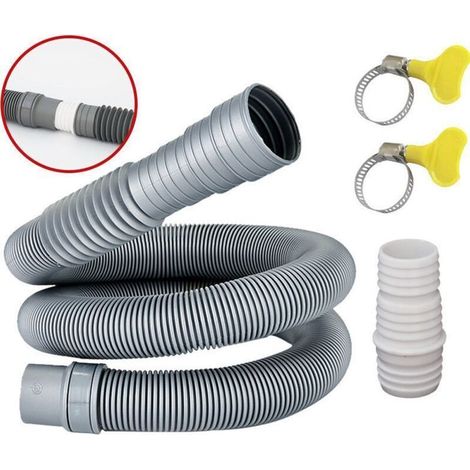 Tuyau d'évacuation d'eau 1.5m, tuyau de vidange universel flexible kit de rallonge pour lave-vaisselle et machine à laver (1/4)