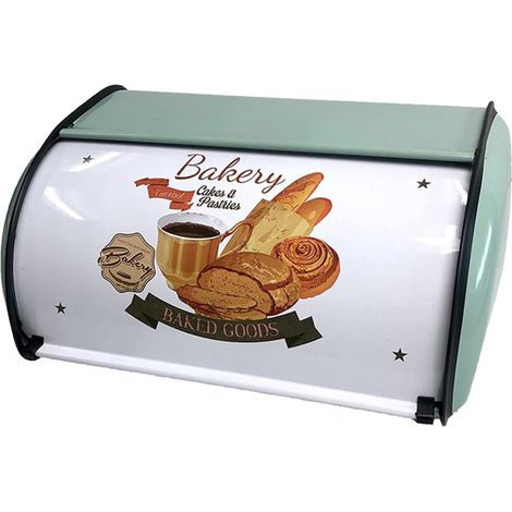 Boite A Pain - Boite De Patisserie En Metal - Grand Capacite - Couvercle Etanche - Style Retro Bleu - 1 Piece (1/5)