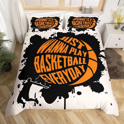 Basketball Housse de Couette Sports Tie Dye Parure de Lit 140x200cm 3D Ball Pattern Parure Housse de Couette pour Garçons Filles Enfants Ados Chambre Décor Competitive Games With 1 Pillow Case - 140 x (1/5)