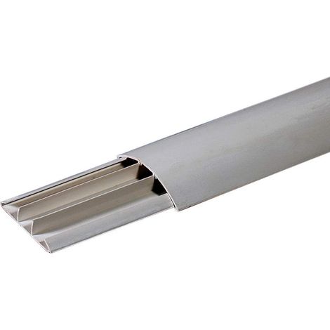 Canalina a pavimento, calpestabile, 75x17mm, lunghezza 2 metri, 3 scomparti, tecnopolimero, grigio - Elettrocanali ECCAP7517G