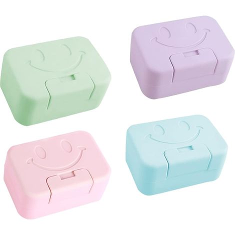 Sollbry Jabonera portátil de viaje con tapa, 4 unidades, fácil de limpiar, para baño, camping y cocina. (1/5)