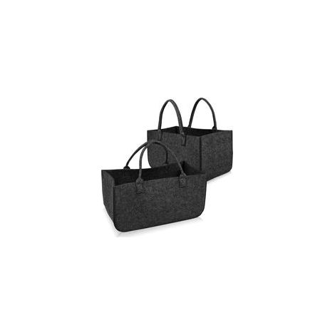 Lot de 2 sacs en feutre pour bois de cheminée - Pliable - Anthracite (1/4)