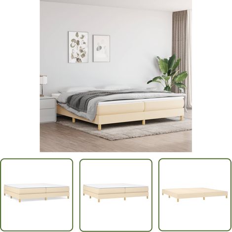 The Living Store Bettgestell ohne Matratze Creme 200x200 cm Stoff - Bettes Gestell - Boxspringbetten - Doppelbett - Creme Farbe - Holzrahmen (1/5)
