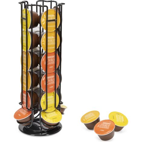 Black Coffee Capsule Holder, Capsule Dispenser Rotating Display Stand for 24 Dolce Gusto Capsules, Storage Racks, 360 Degree Rotatable Capsule Storage (1/5)