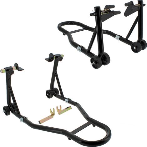 Béquilles moto pour roues avant et arrière - Capacité 450 kg - Supports stables universels