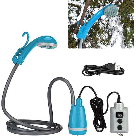 Douche extérieure rechargeable 2200mAh – Pompe portable avec tuyau 2m – Idéale pour camping et randonnée – 3.5L/min (1/5)