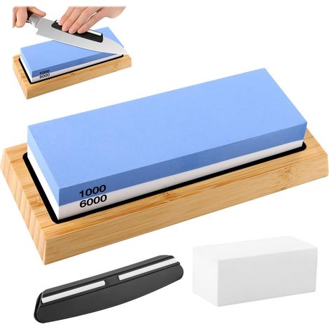 Professioneller Messerschärfer, 2-in-1-Schleifstein, blauer, weißer Korund, fein, extra fein