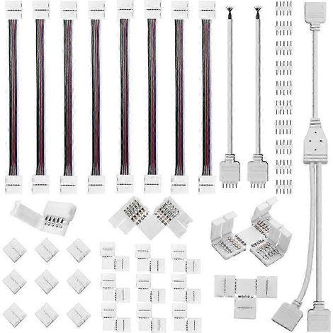 Kit de connecteurs à 5 broches pour connexion RGBW 12 mm, comprenant un connecteur LED RGBW à 5 broches en forme de T. (1/5)