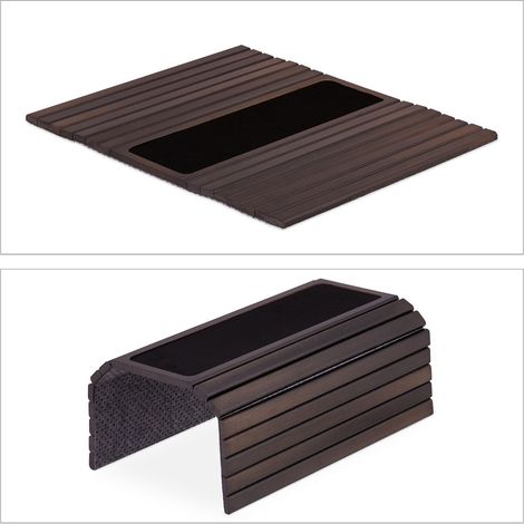 Supporto per vassoio pieghevole per divano 30 x 20 x 5 cm pratico antiscivolo in bambù marrone 130014417