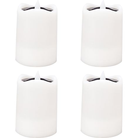 Lot de 4 bougies LED solaires à effet bougie jaune vacillante, lampes chauffe-plat décoratives pour cour, jardin, fêtes, mariages et décoration intérieure.