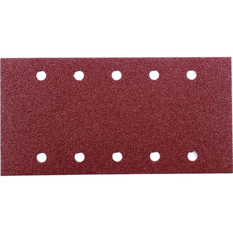 Abrasifs auto-agrippants pour ponceuse vibrante oxyde d'aluminium KP222 perforés 10 trous 115x250mm Grain 120 en boîte de 50 - VSM