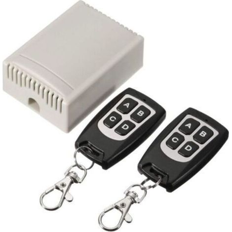 pair Télécommande sans fil 433 MHz, 12 V CC, 4 canaux, relais RF, 2 émetteurs + 1 récepteur pour alarme de porte de garage/portail (1/3)