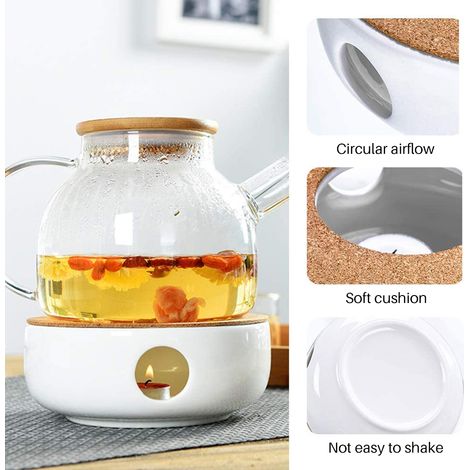 Chauffe-théière blanc en céramique porcelaine, chauffe-bougie, chauffe-théière en céramique blanche (1/5)