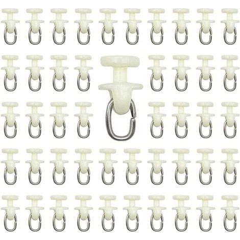 100 pièces Rouleaux de Rail de Rideau-(Blanc) Rail intérieur Crochet de Rideau Rail Glisseur Rail,Rideau Poulie à Rideaux en Plastique