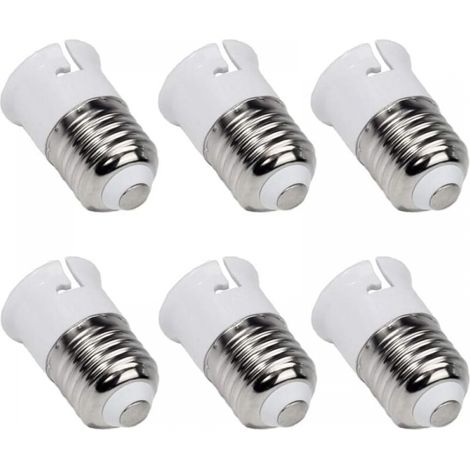 Adaptador de bombilla LED de bayoneta E27 a B22, convertidor de base de lámpara E27 a B22, adaptador de casquillo de tornillo a bayoneta, paquete de 6 (1/5)