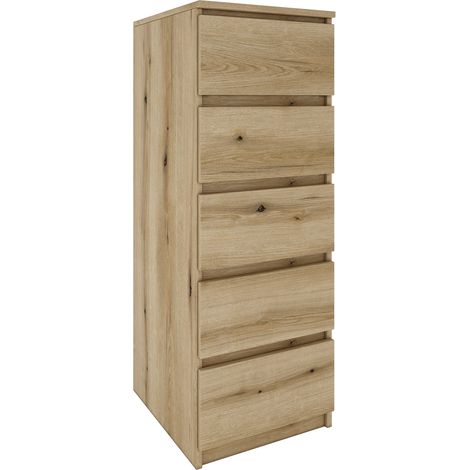 VENICE  Commode spacieuse moderne 5 tiroirs  Design minimaliste  Dimensions : 111x40x45  Faces de tiroirs sans poignée (1/5)