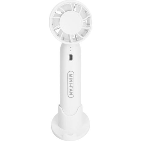 Ventilateur rechargeable avec support, 3 vitesses, silencieux, portable, idéal pour les étudiants (blanc) (1/5)