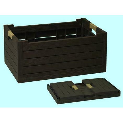 CASSETTA MULTIFUNZIONE PIEGHEVOLE 59X39XH28 CM MARRONE CON MANIGLIE (51387)