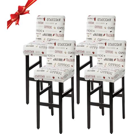 Housse de Chaise de Bar Extensible, Housse de Chaise de Salle à Manger de Bar Lavable Universel(Cappuccino,Lot de 4) (1/5)