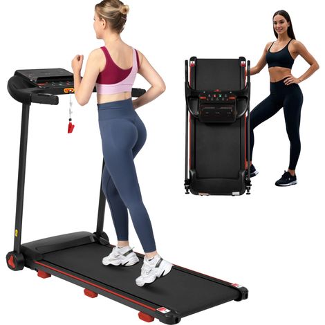 Cinta de correr plegable para casa HOMVRA 3,0 HP, inclinación 8 %, hasta 14 km/h, negra (1/5)