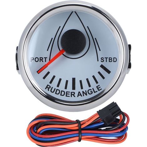 Indicateur universel d'angle de gouvernail de bateau, 52mm, Signal 0-190ohm avec capteur, jauge de rétro-éclairage 9-32V pour yacht, cadran blanc, couvercle argenté (1/5)