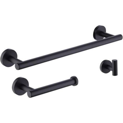by Amazon Black Bathroom Accessories Set 3 Pieces Towel Rack Toilet Roll Holder Coat Rack Wall Mount 304 Stainless Steel Matte Black, LA20BKDG-32 (1/4)