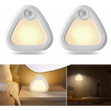 Veilleuse LED avec détecteur de mouvement, éclairage d'intérieur sans fil alimenté par batterie avec base magnétique, lumière LED jaune chaud (lot de 2) (1/5)