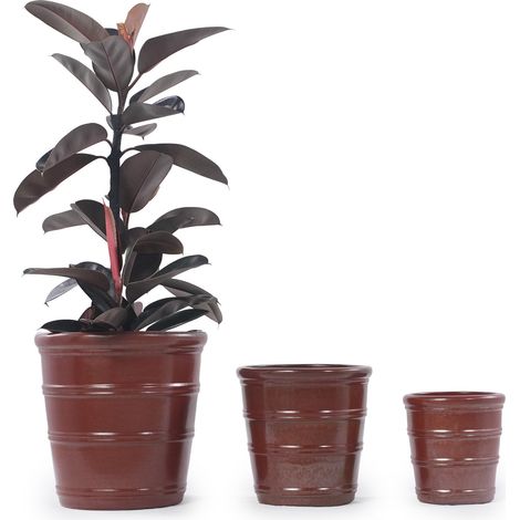 CHICFURN Set di 3 vasi da fiori in ceramica Ø 34,4/26,2/18,1 cm nero opaco, interno/esterno (1/5)