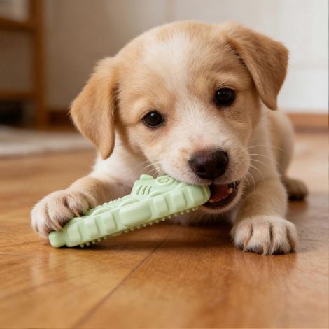 Slipper chien jouet à macher – Fishbone Texture et résistant aux morsures – pour dentition, nettoyage et réduction du stress – Rose (1/3)