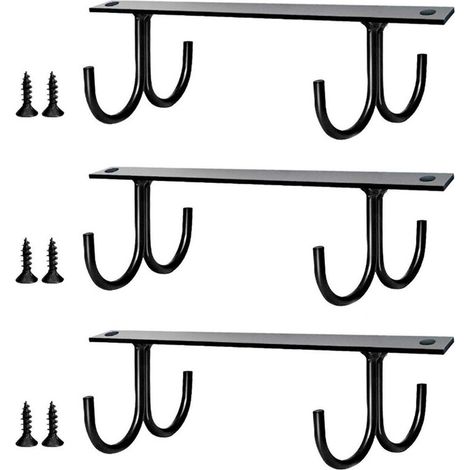 Schwarzer Metall-Tassenhalter – Küchenregal mit 3 Haken – Maße: 20 x 8 x 5,5 cm (1/5)
