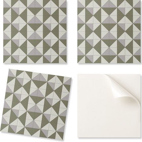 Baldosas de vinilo autoadhesivas con estampado para sal贸n, dise帽o geom茅trico de tri谩ngulos, 9x30x30 cm