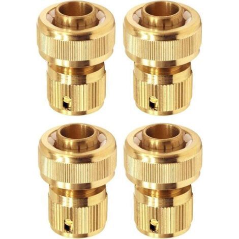 PA Raccord d'Arrosage en Laiton 19 mm 3/4 Rapide Connecteur pour Tuyau Jardin Lot de 4 (1/4)