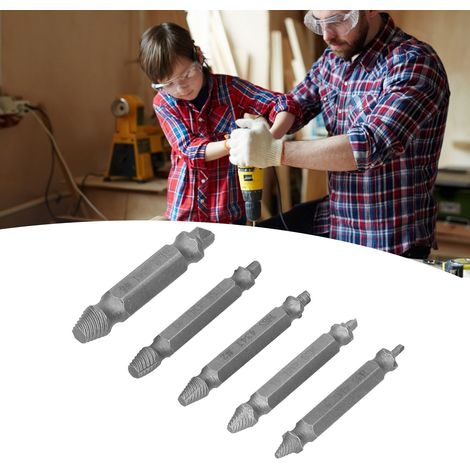 Kit Extractor de Vis sans tête [5 Pièces] Extracteur Double Face Boîte Plastique HSS - Extracteur de Boulons Vis Cassée Rouillée pour Électrique Perceuse (1/5)