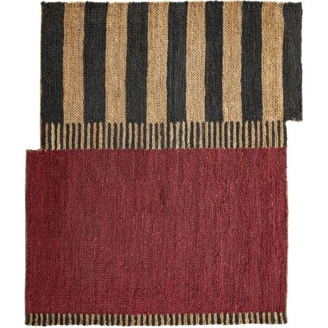 Tapis 200 x 250 cm Jute - Naturel, Noir, Rouge