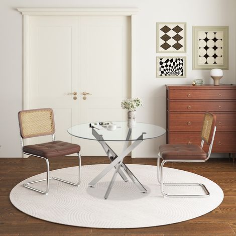 Table à manger ronde design en verre diamètre 120 SILA (1/5)