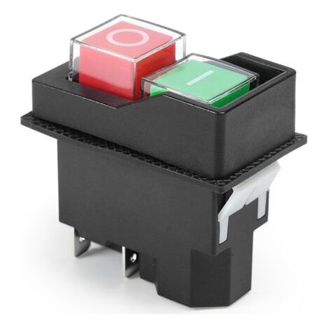 Interrupteur de Sécurité, Interrupteur Électromagnétique Étanche KJD17 à 4 Broches AC250V 16A Interrupteur à Bouton-Poussoir Marche/Arrêt pour Bétonnière Électrique
