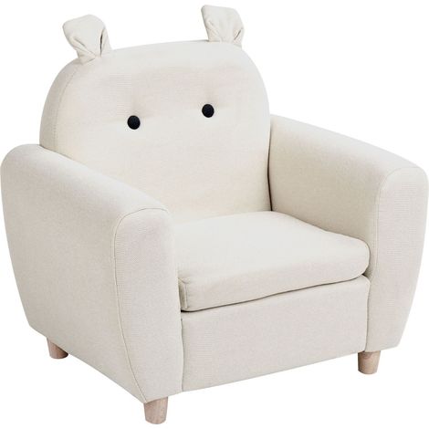 Kids Armchair Hippo MARIBO Fabric Off-White (1/5)