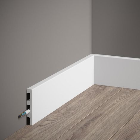 PROVISTON Sockelleiste 14 x 80 x 2000 mm Satin Weiß Fußleiste Mit Kabelkanal Modern Hochwertig Robust Langlebig 1 Stück (1/3)