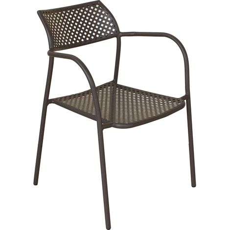 Sedia poltrona impilabile da giardino con struttura in acciaio e braccioli Tamigi -  Darkgray