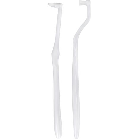 Brosse à dents touffetée blanche pour nettoyage orthodontique et appareil dentaire, élimination des taches et soin interdentaire. (1/5)
