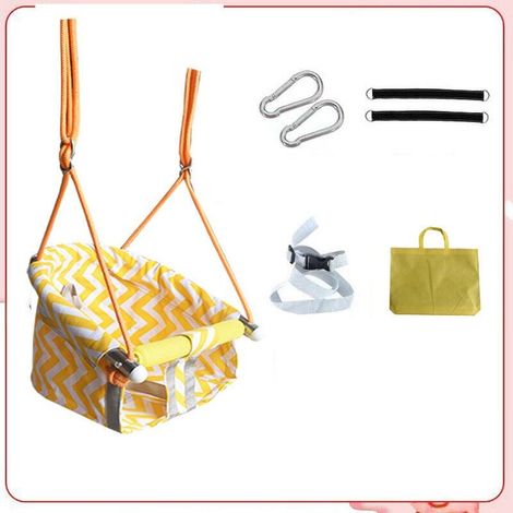 Balançoire d'extérieur pour enfants, siège de balançoire en corde robuste, balançoire suspendue légère, siège de balançoire d'extérieur avec ceinture de sécurité (charge maximale 80 kg) jaune