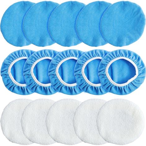CSPARKV 15Pcs 200mm Car Bonnet Polishing Bonnets - 10Pcs Microfiber & 5Pcs Wool Balls for Polishing Car, Furniture, Glass (200mm) (1/5)