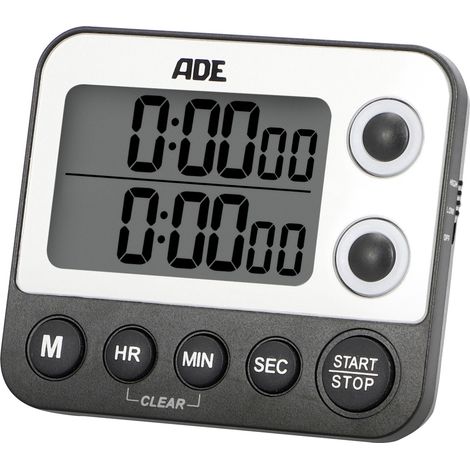 ADE Küchen-Timer, 2 Messbereiche, bis zu 99 Stunden, 9 × 2 × 8 cm, Grau