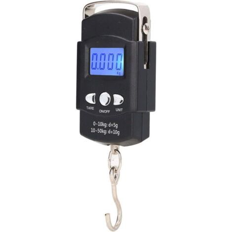 Balance électronique à Crochet, Balance de Pêche à Suspendre Numérique LCD 50 Kg, avec Ruban à Mesurer Dissimulé de 1 Mètre, pour Peser Les Bagages, Faire Les Courses, Pêcher, Unité de Mesure (1/4)