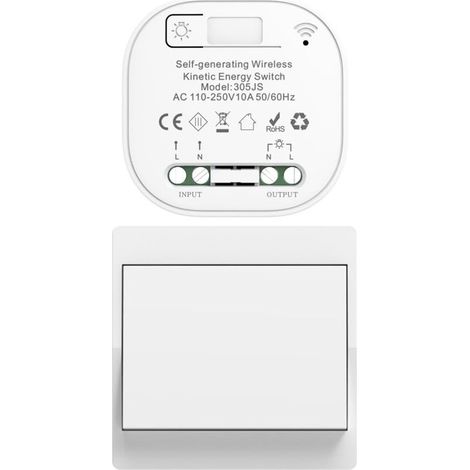 Interrupteur sans fil sans piles kit interupteur sans fil autoalimente va et vient sans fil sans pile radio interrupteur a distance eclairage domestique wireless switch (1/5)