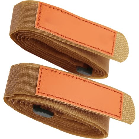 Lot de 4 sangles d'extérieur à bonne adhérence, souples et réglables, réutilisables, couleur kaki, pour le rangement d'objets. (1/5)