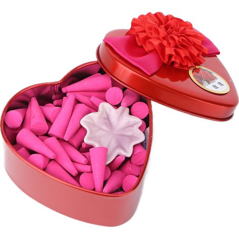 Encens Cône Maison Spa Parfum Intense Élimination Odeurs Retour Flux Rose Rouge, Décor Salon Bien-être, 1 Pièce (1/5)